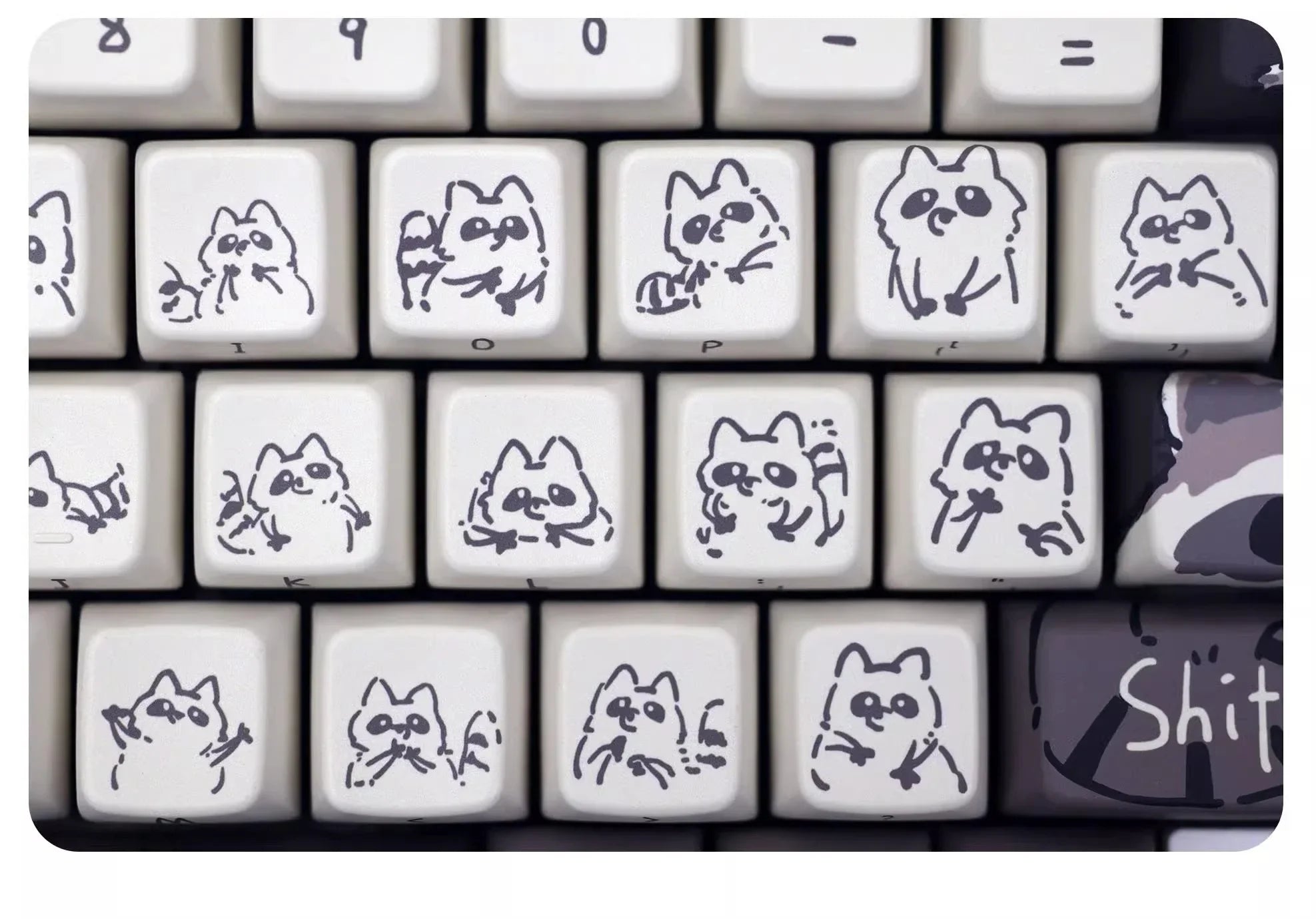 Raccoon/Penguin Keycap 148keys Cherry Side Printed Pbt  Sublimation Mechanical Keyboard Keycaps Customized Cute For Game Office