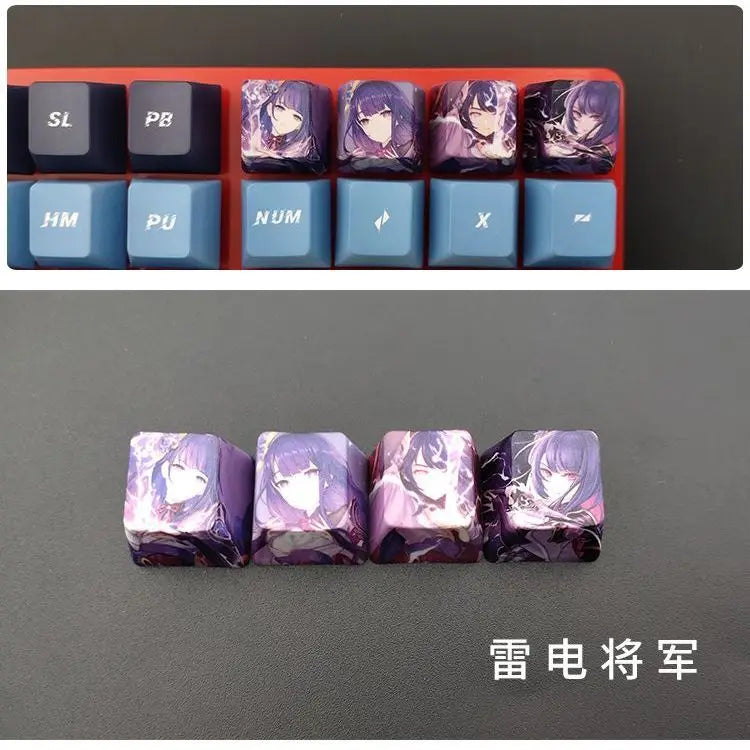 Cartoon Anime Genshin Impact Keycap zhongli Mechanical keyboard replacement key R4 PBT thermal sublimation Cherry OEM height