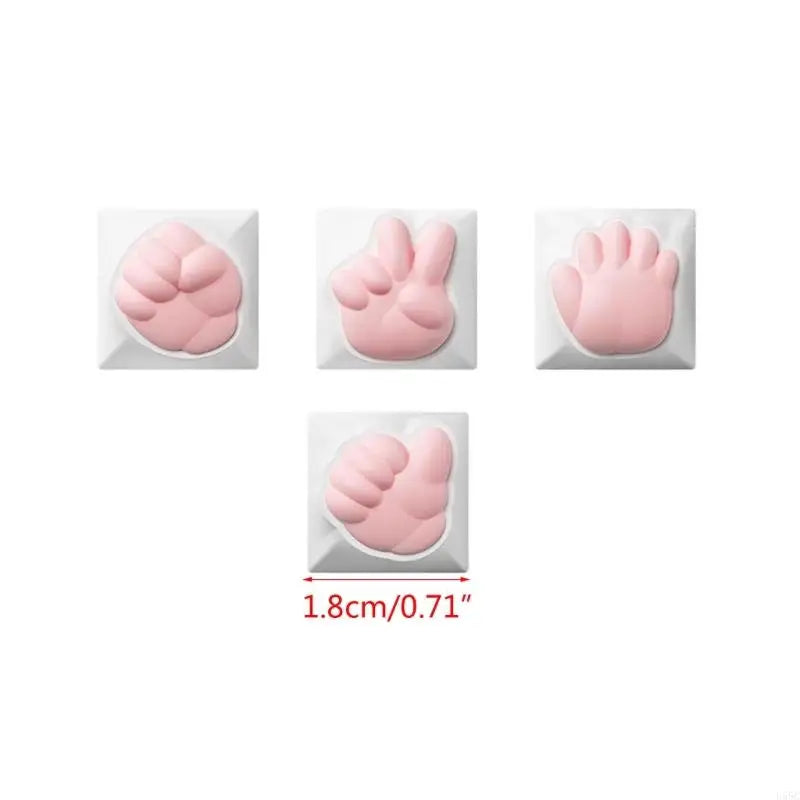 U55C Colorful Cat Paw Keycaps for Standard Mechanical Keyboards Sublimation Dye Technology Keys Caps for Long-Lasting Colors