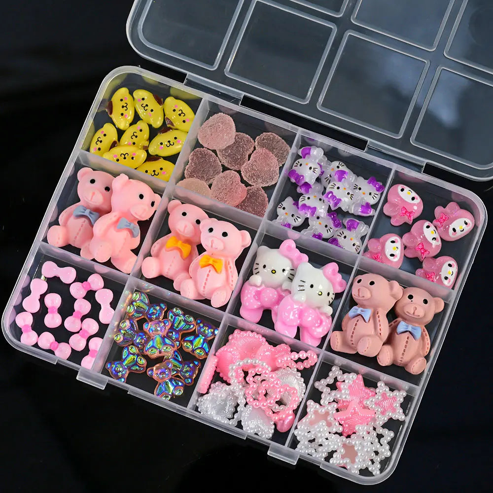 Kawaii Mixed Sanrio Y2k Nail Accessorie canvas Hello Kitty Pochacco Nail Rhinestone Gems Charms Manicure DlY Nail Parts for Girl