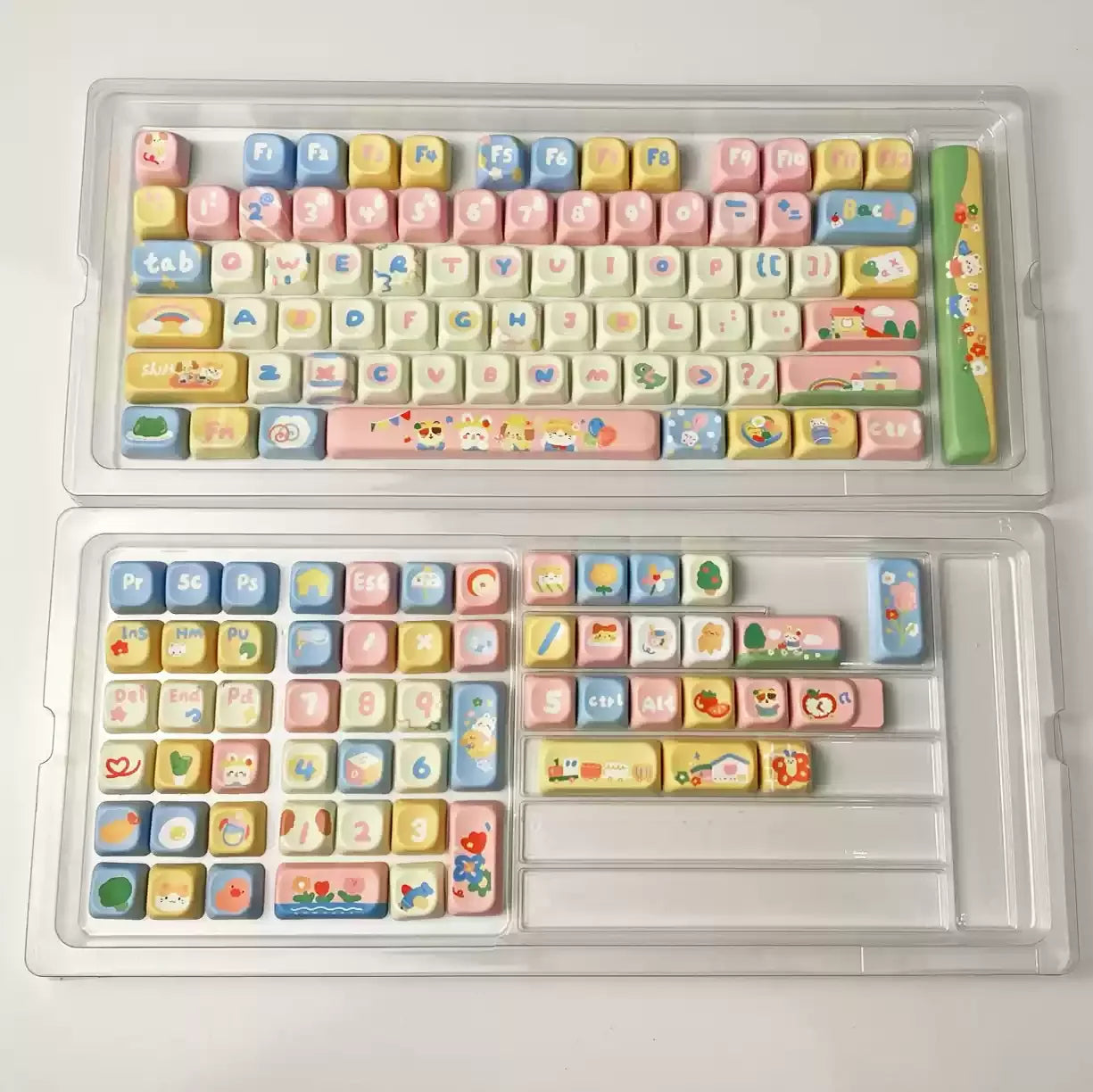 Customized Keycap Cute Kindergarten Theme 133/141 Key Eoa Height Pbt Five Sided Heat Sublimation Cartoon Mechanical Keyboard Cap