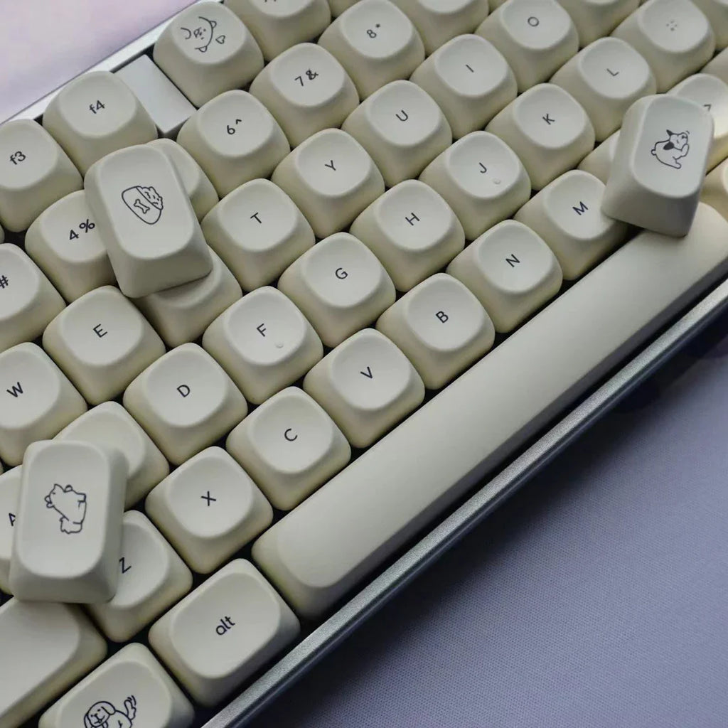 MiFuny Cute Dog Keycap 124/133 Keys PBT Dye Sublimation Custom MOA/Cherry Profile Gaming Keycaps for Mechanical Keyboard Gifts