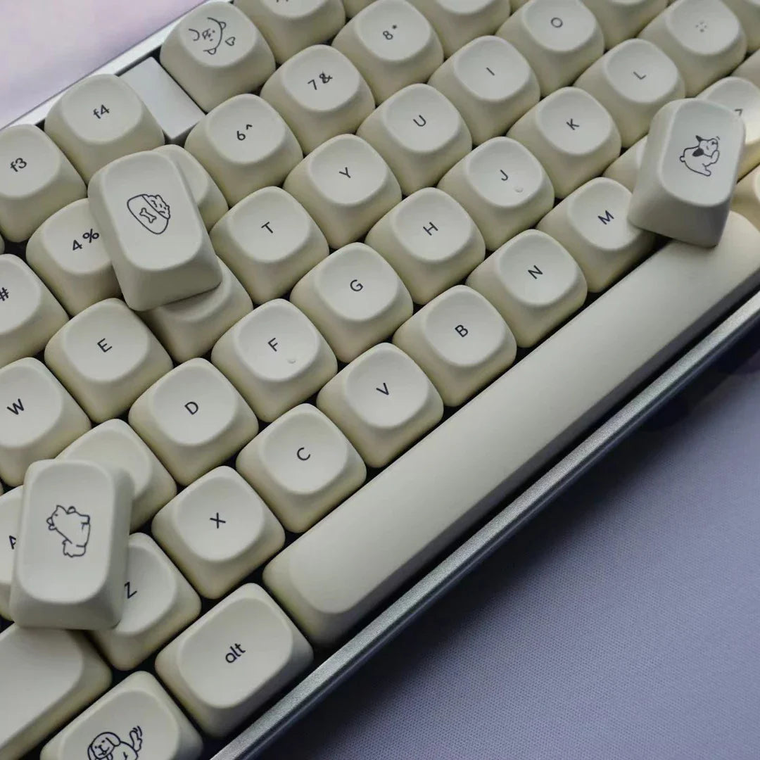 MiFuny Cute Dog Keycap 124/133 Keys PBT Dye Sublimation Custom MOA/Cherry Profile Gaming Keycaps for Mechanical Keyboard Gifts