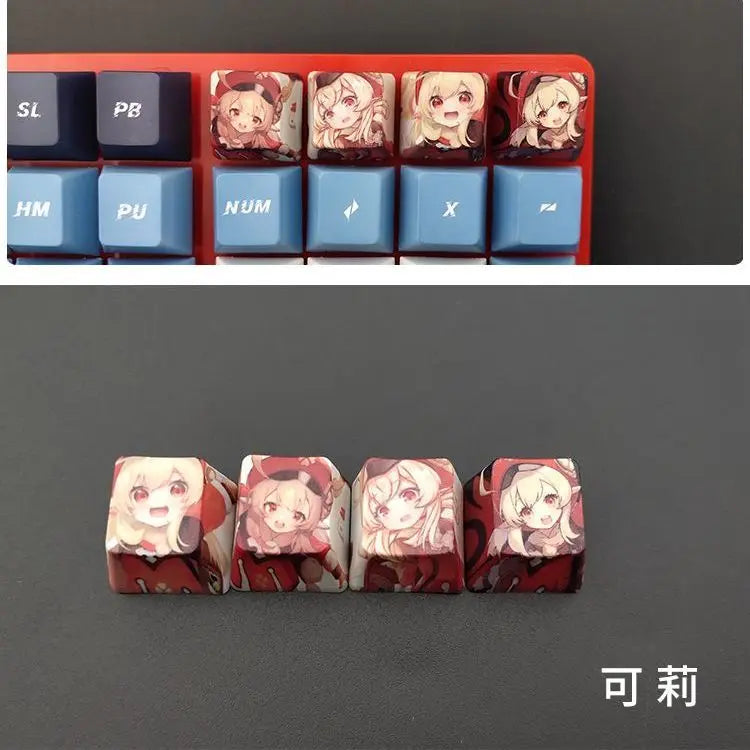 Cartoon Anime Genshin Impact Keycap zhongli Mechanical keyboard replacement key R4 PBT thermal sublimation Cherry OEM height