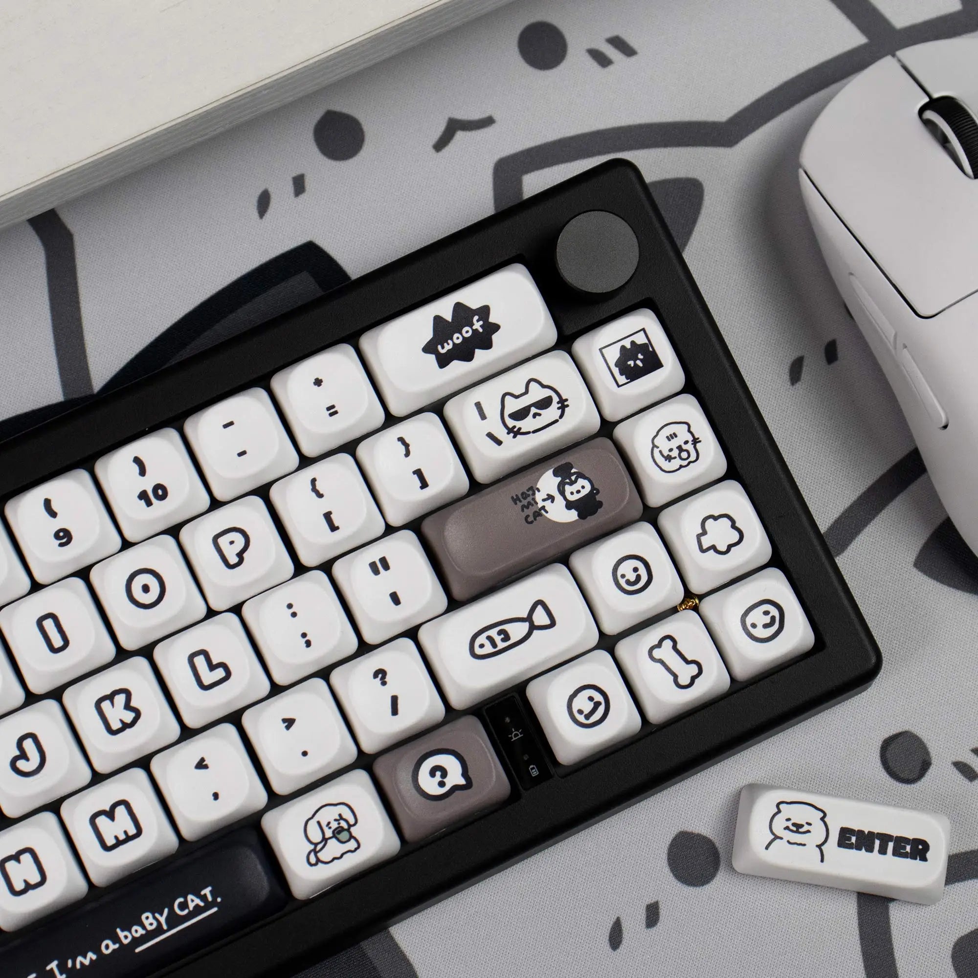Cats and Puppies Keycaps MOA Profile Thermal Sublimation PBT Keycaps Personalized Cute Keycap For 64/104/108 Mechanical keyboard