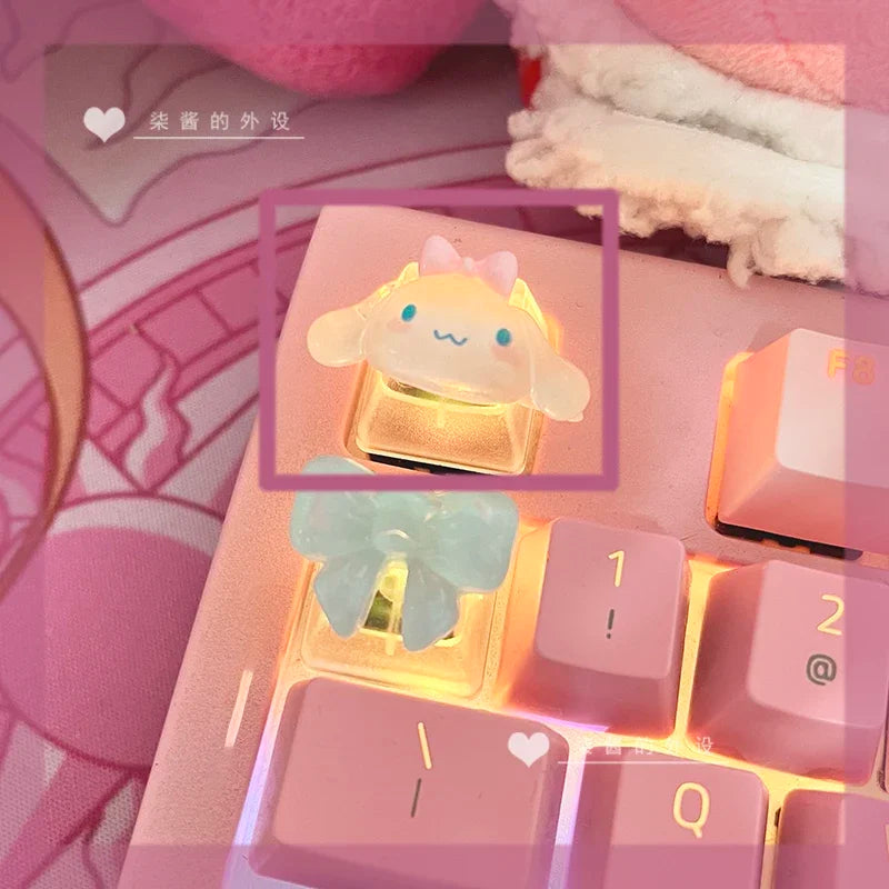 Sanrio New HelloKitty Cartoon Kuromi My Melody CinnamorollChoiceNonopaque Game Cherry Axis Keycaps, Mechanical Keyboard Keycaps