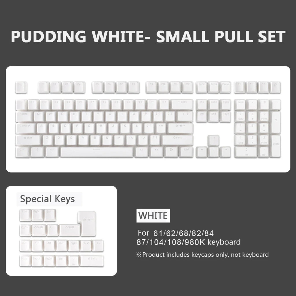 129 Keys Mechanical Keyboard PBT Pudding Keycaps Two-color Injection Molding OEM Character Translucent Keycap for All Keyboards