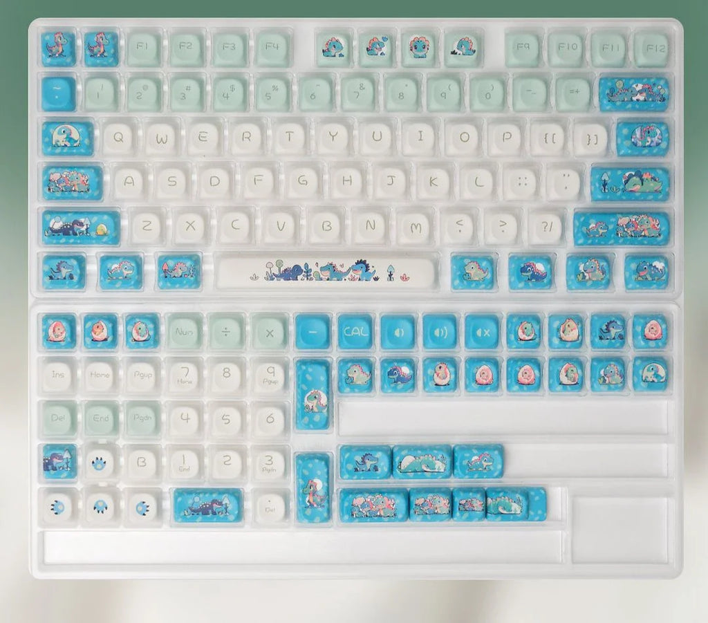 Blue Cute Little Dinosaur Cartoon Keycaps Personalized Round Creative Keycaps MOA Height PBT Sublimation Color DIY Keycaps