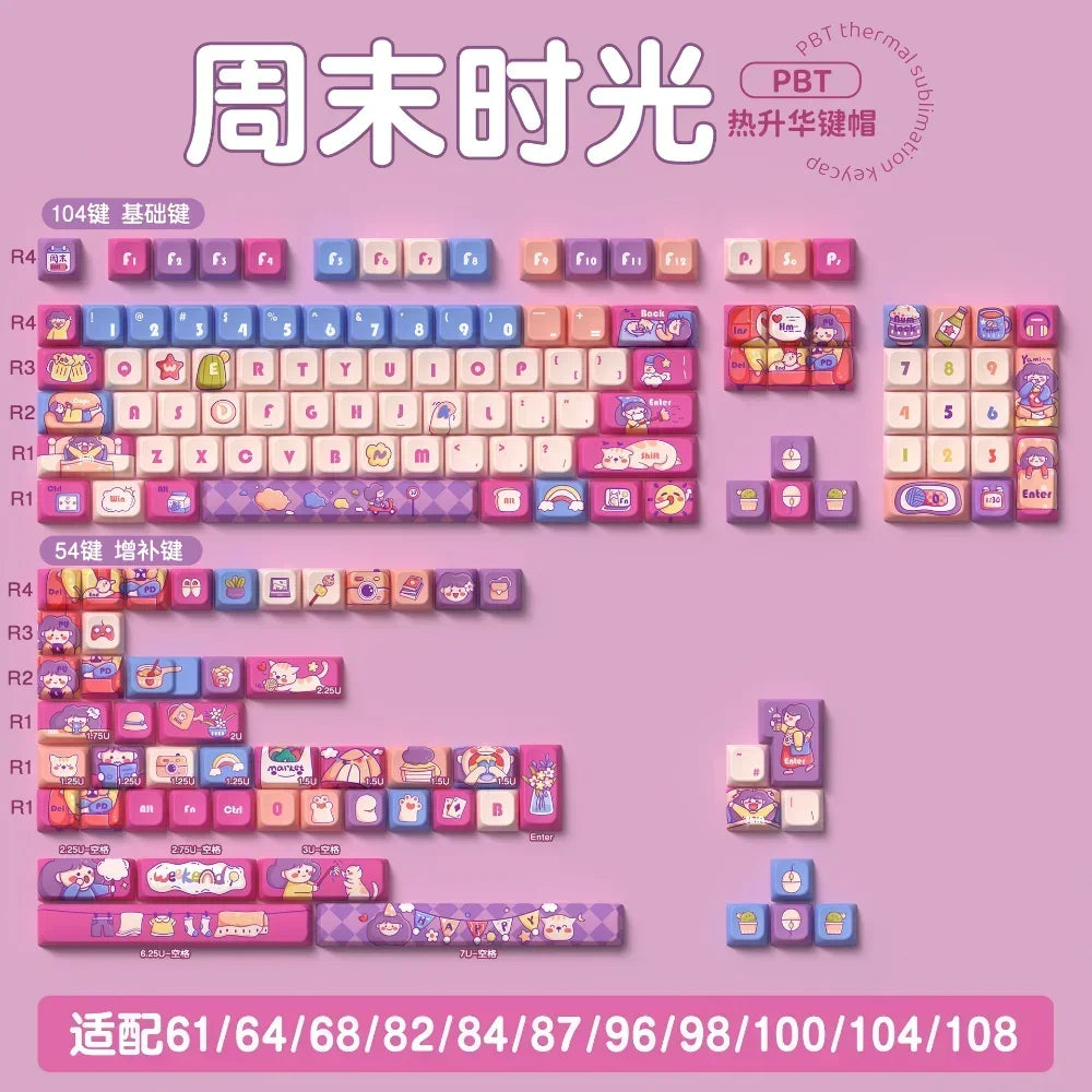 MDA Cartoon Personalized Keycap Set PBT Large Set Creative for MX Switch 60/84/90/104/108 Gaming Mechanical Keyboards
