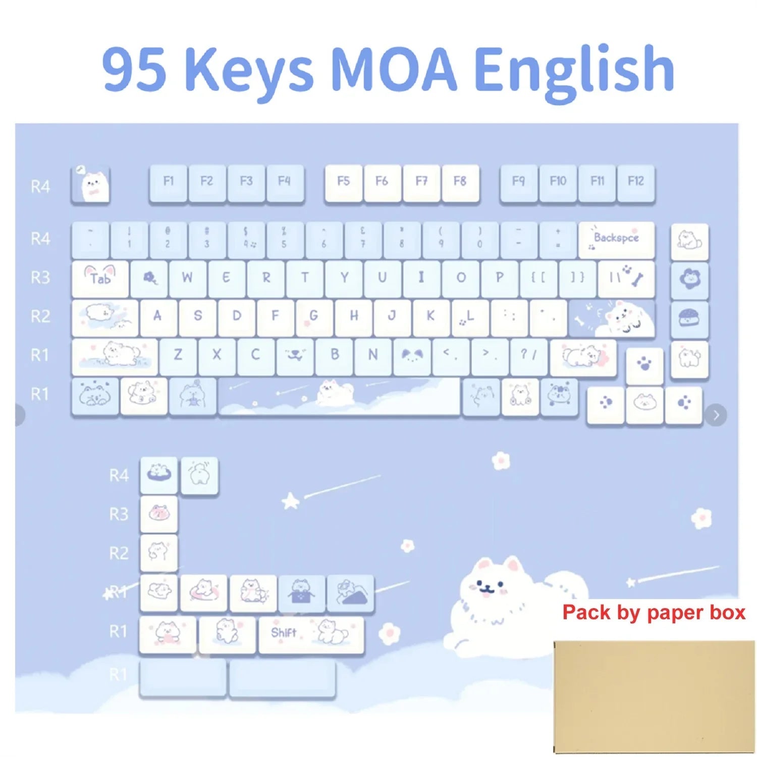 95/132 Keys Cartoon Keycaps PBT Hakimi Dog Cats Keycap MOA Profile Dye Sublimation Keycap For Mechanical Gaming Keyboard