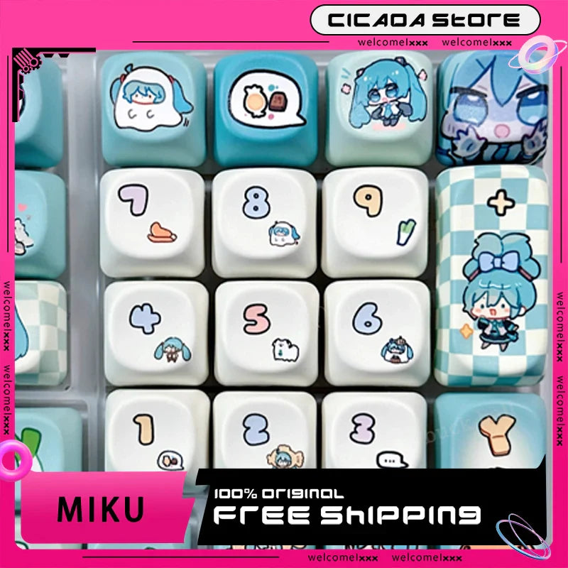 Miku Anime Keycap XOA PBT Cartoon Keycaps Customization Individuation Keyset For Mechanical Gaming Office Keyboards Switch Gifts