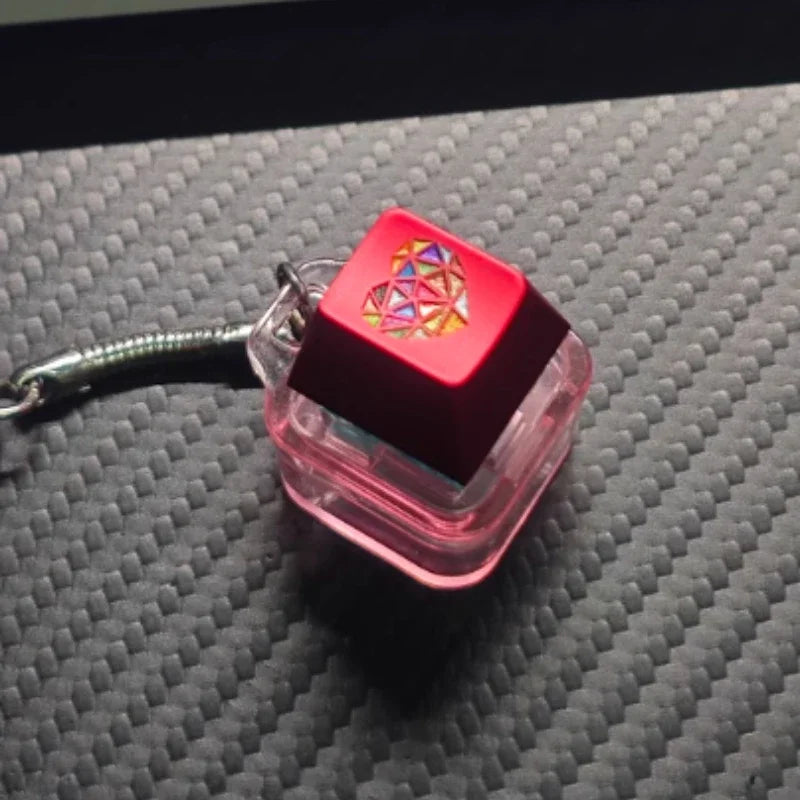 Glass Heart Keycap Custom Point Aluminum Alloy Color Glass Artisan Key Cap Cherry Profile MX Switch Mechanical Keyboard Keycap