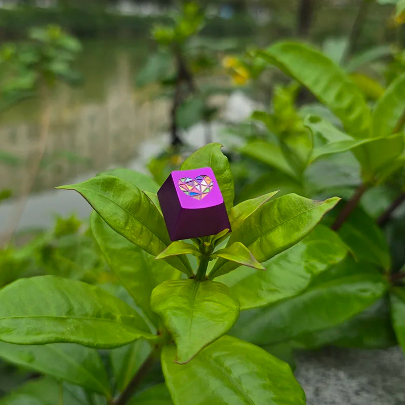 Glass Heart Keycap Custom Point Aluminum Alloy Color Glass Artisan Key Cap Cherry Profile MX Switch Mechanical Keyboard Keycap