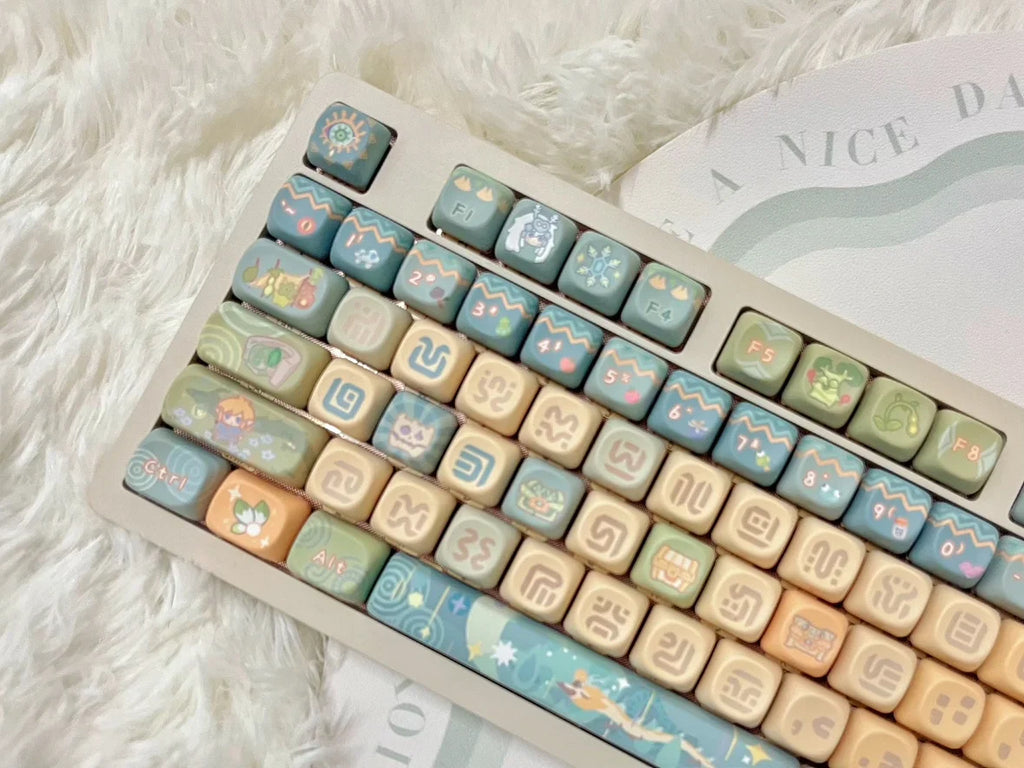 Dragon Tears Keycaps MOA/SOA Keycap Customized Cute Keycaps PBT Original Artist Green Keycap for Alice/ANSI Mechanical Keyboard