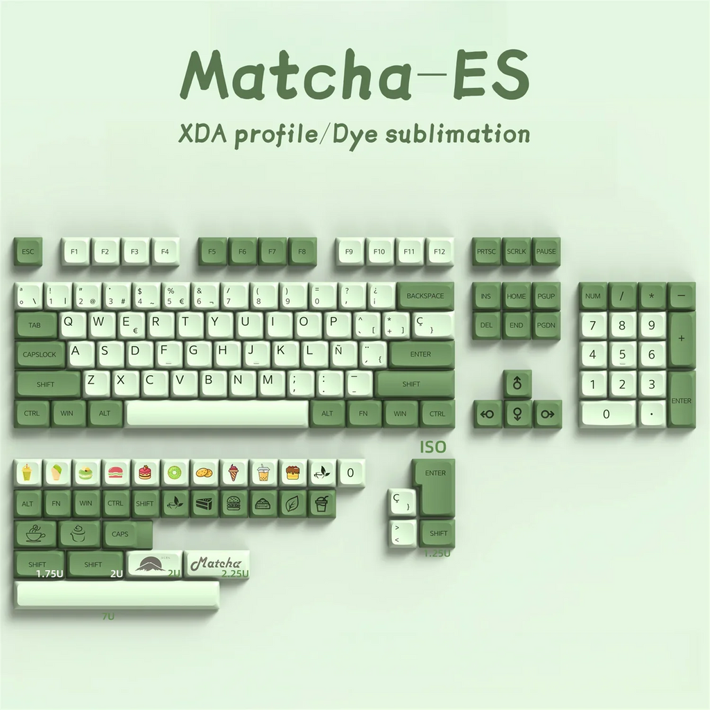 Spanish ES PBT Keycaps XDA Profile Shimmer Iceberg Marshmallow Matcha Keycap For GMK67 Mechanical Keyboard Dye Sublimation ISO