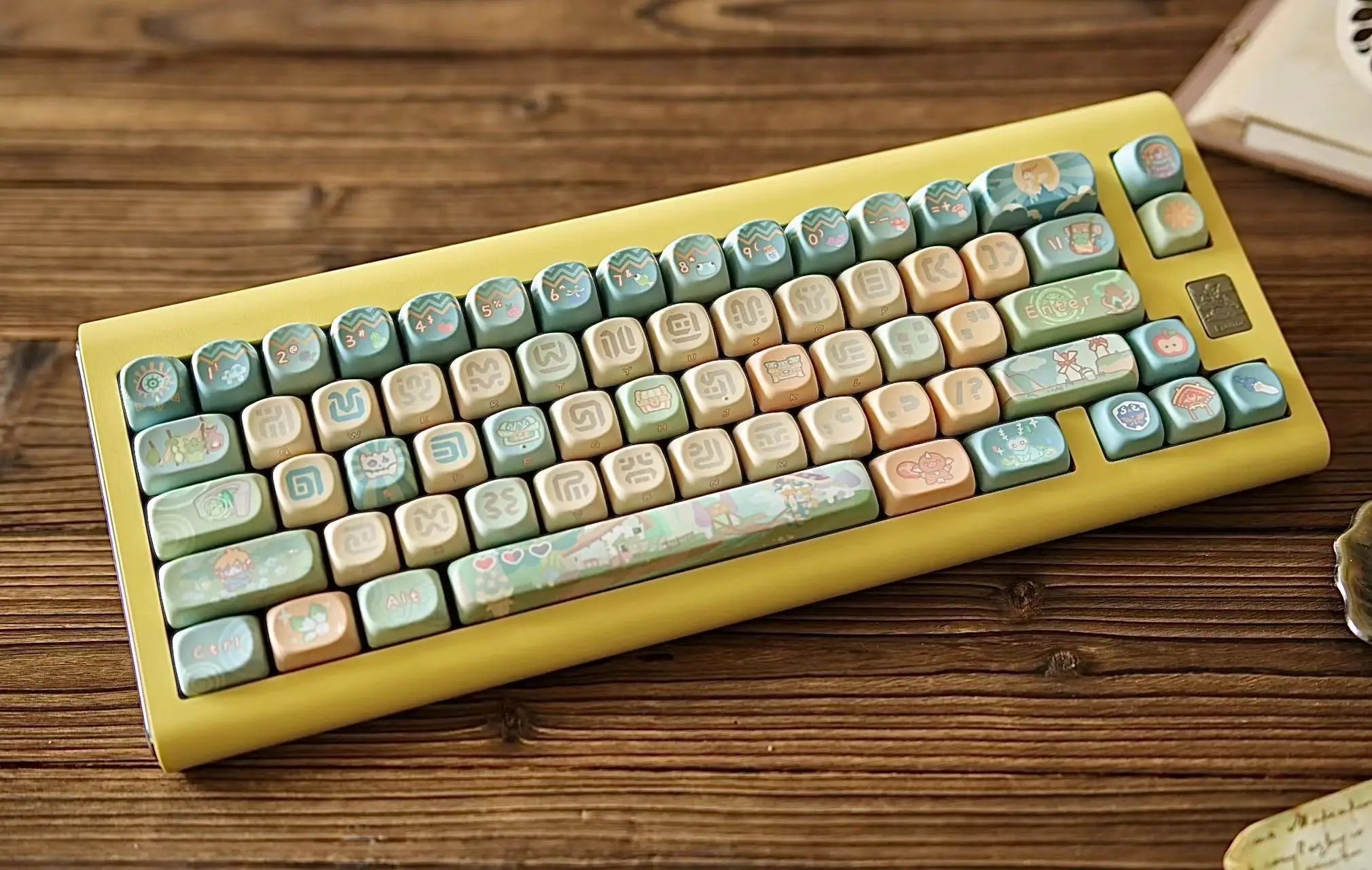 Dragon Tears Keycaps MOA/SOA Keycap Customized Cute Keycaps PBT Original Artist Green Keycap for Alice/ANSI Mechanical Keyboard