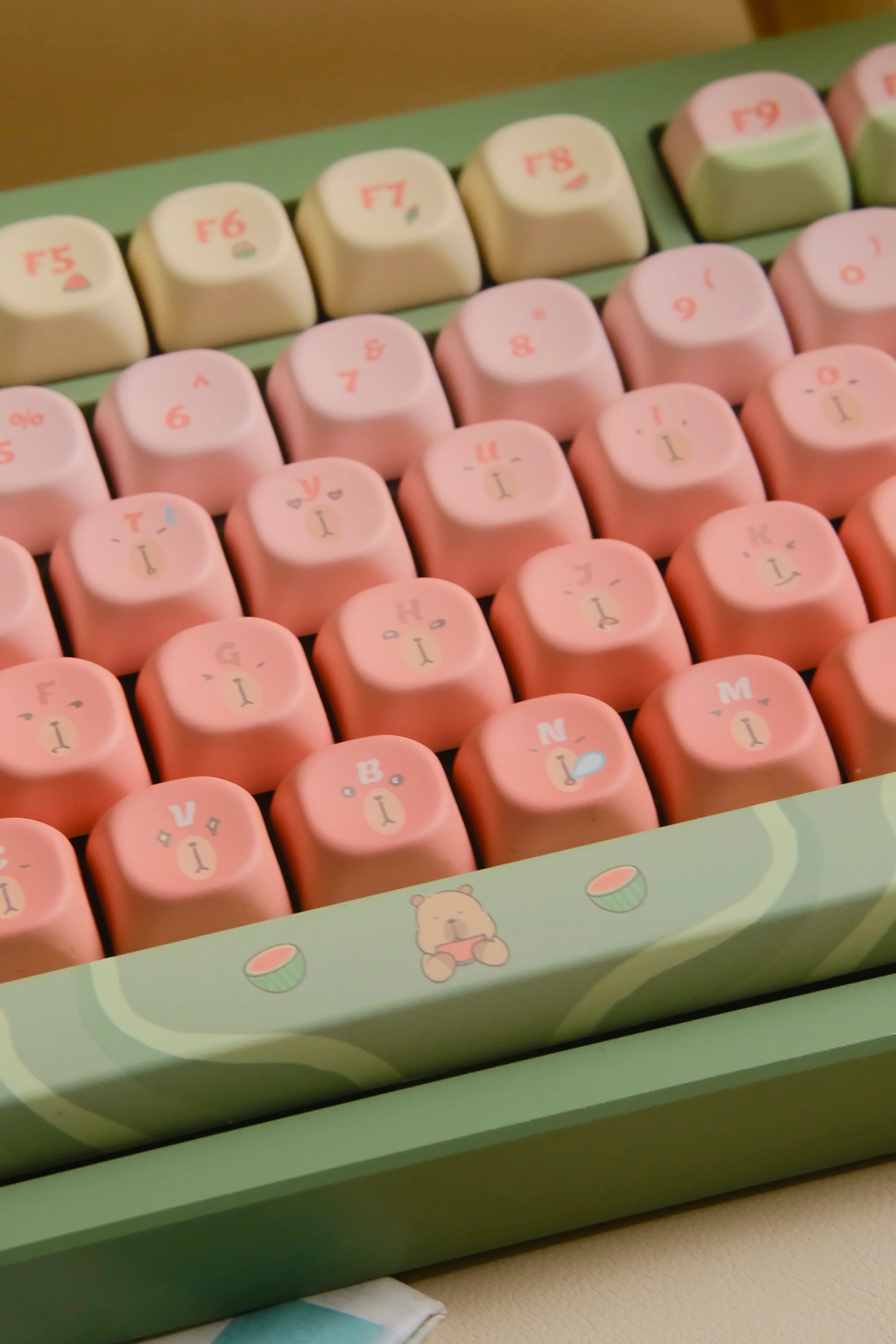 Capybara Watermelon MOA Profile Keycaps 131 Keys 5 Sides Dye Sub PBT Keycaps for Gateron Cherry MX Switches Mechanical Keyboards