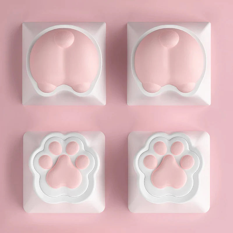 Kawaii Cute Soft Silicone Cat Paws Corgi Buttock OEM ABS Keycap For Mechanical Keyboard Cherry MX Switch