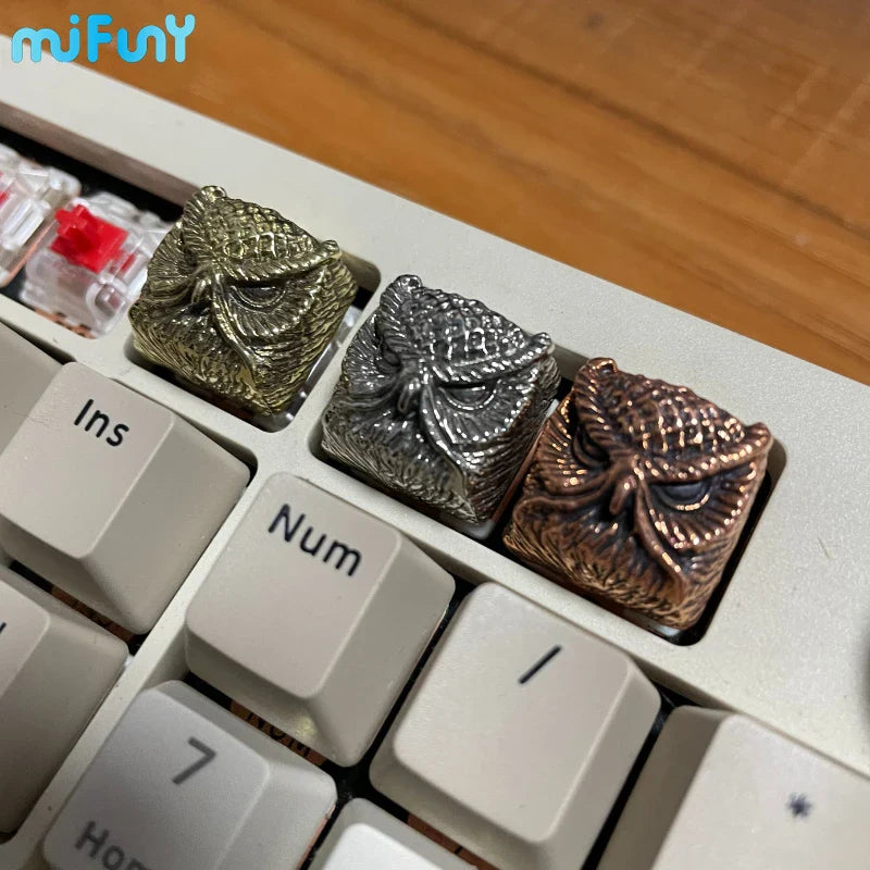 Pure Copper Point Keycap Owl Original Personality Customized Artisan Keycaps Cross Axis Universal Mechanical Keyboard Accessory