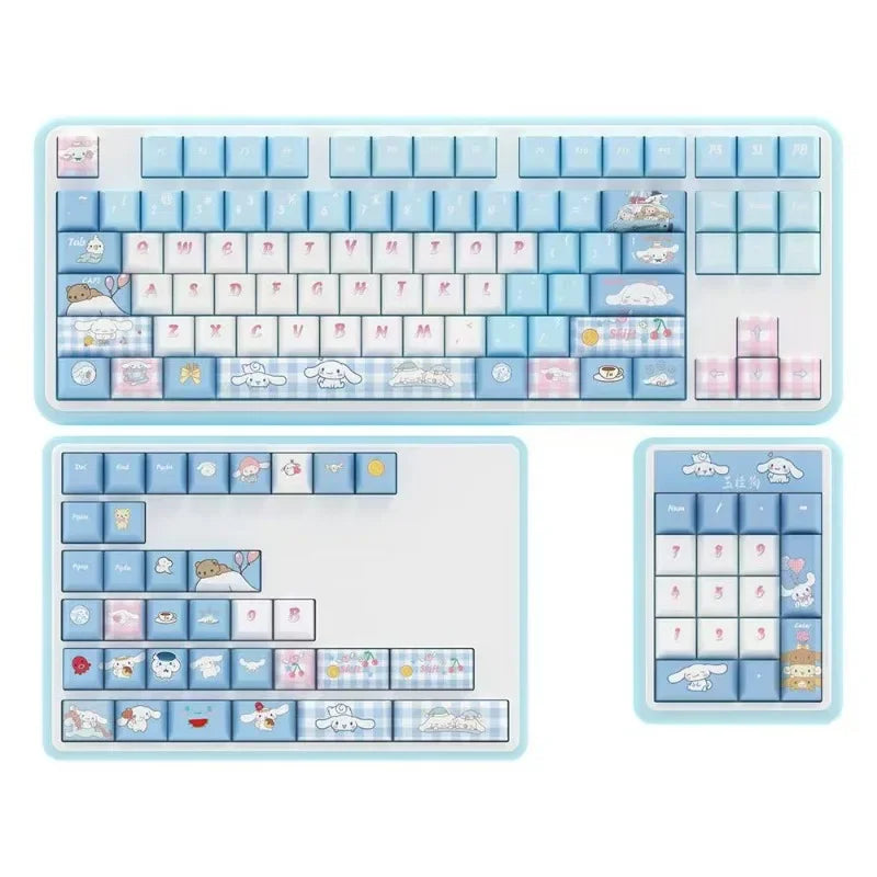 Sanrio Kawaii Cinnamoroll Keycaps  Cartoon Style PBT Mechanical Keyboard 138 Key Caps CHERRY Highly Cute Keyboard Accessories