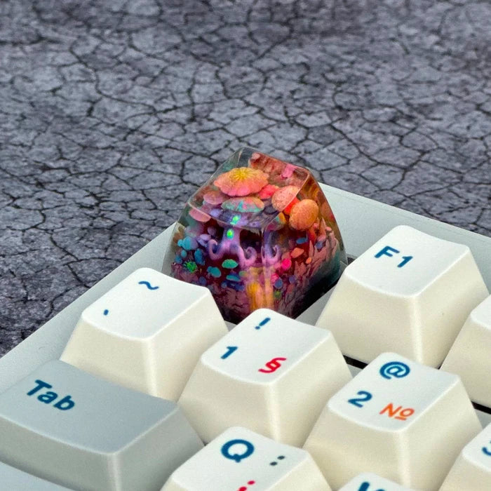 Creative Mushroom World Keycaps Resin SA Height Mechanical Keyboard Accessory Personalized Translucent Custom ESC Keys Gifts