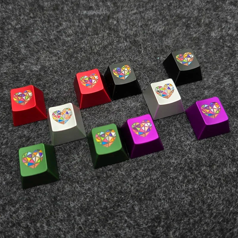 Glass Heart Keycap Custom Point Aluminum Alloy Color Glass Artisan Key Cap Cherry Profile MX Switch Mechanical Keyboard Keycap