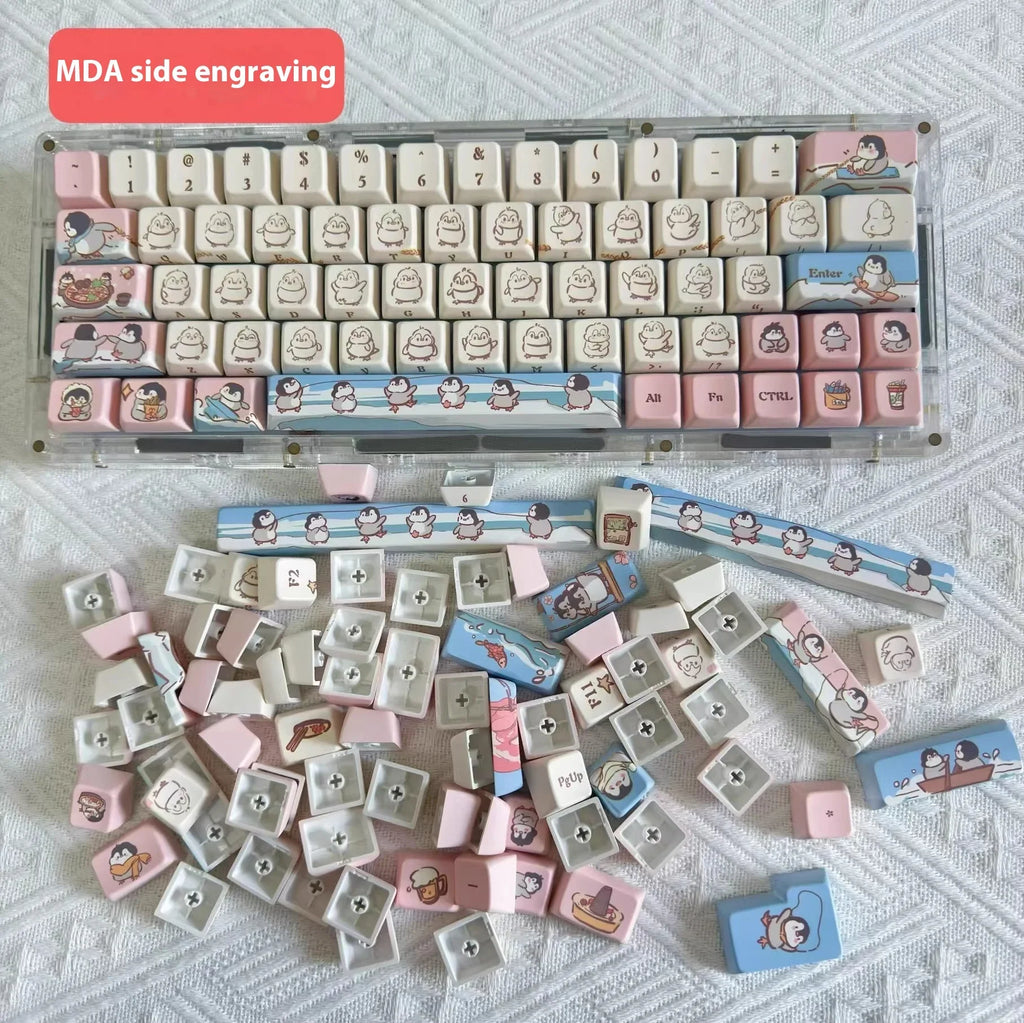 Raccoon/Penguin Keycap 148keys Cherry Side Printed Pbt  Sublimation Mechanical Keyboard Keycaps Customized Cute For Game Office