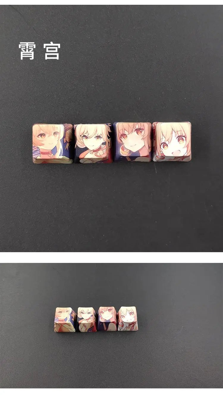 Cartoon Anime Genshin Impact Keycap zhongli Mechanical keyboard replacement key R4 PBT thermal sublimation Cherry OEM height