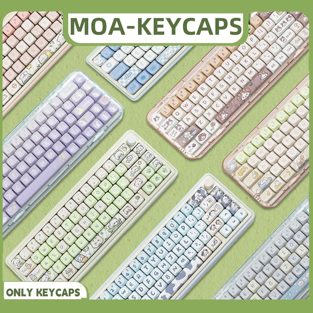 142 Keys MOA Profile Cartoon Theme Keycaps Thermal Five-side Dye-Sublimation Customized Key Caps Kit for Mechanical Keyboard