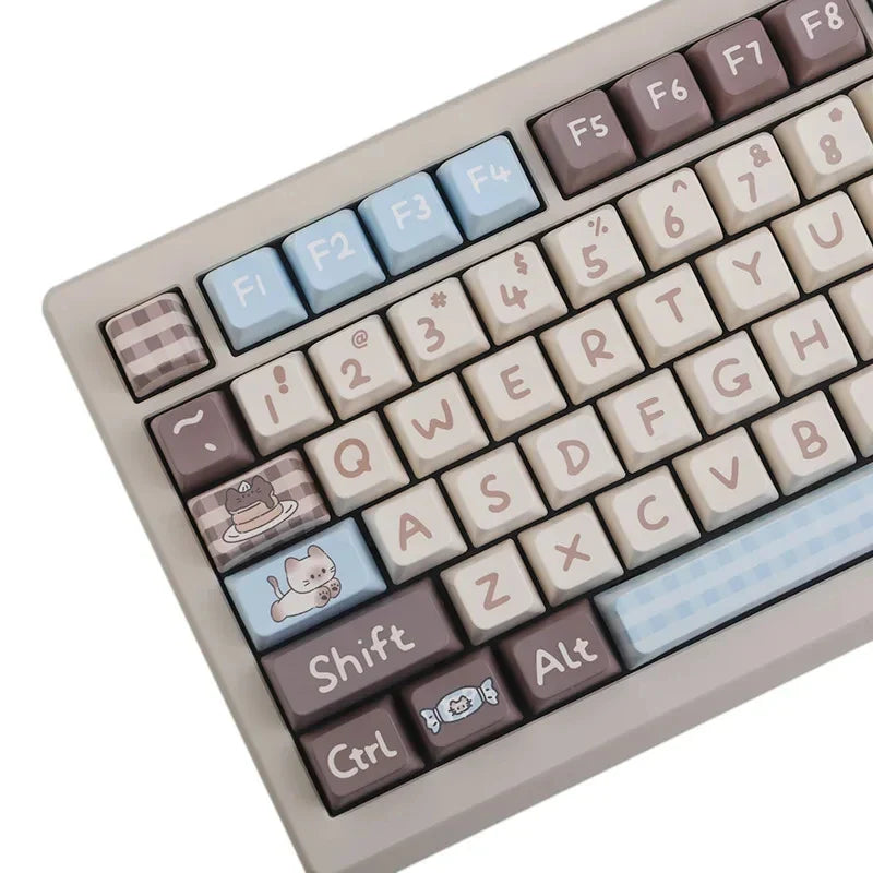 125/135 Keys Coffee Dessert cat Keycaps MOA MDA Profile PBT Dye Sublimation Keycap For MX Switch Mechanical Keyboard