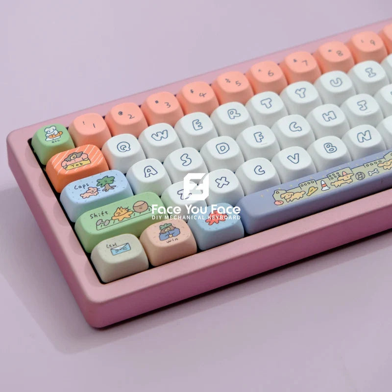 GMK Smiling Face Keycaps PBT Dye Sublimation Key Cap 129 Keys MOA Profile Keycap for Mx Switch DIY Gaming Mechanical Keyboard