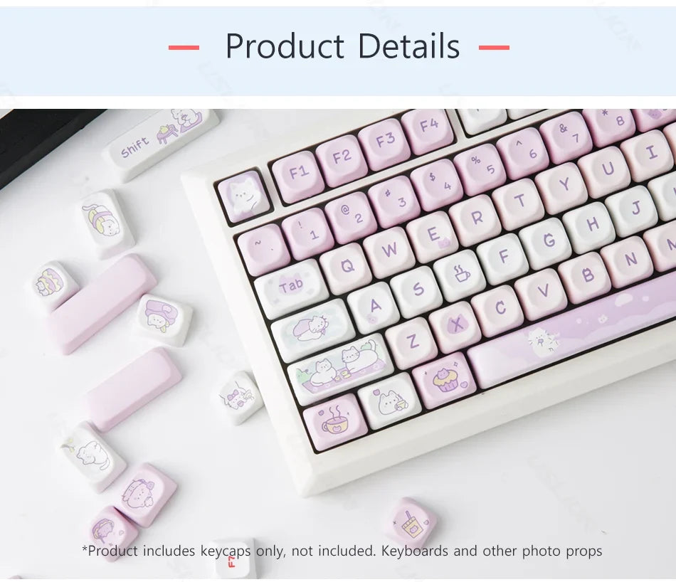 ULSION 132Keys MOA Profile Dog Cat Cartoon Keycaps for 61/64/68/78/84/87/96/104/108 Keys Gaming Mechanical Keyborad MX Swtiches