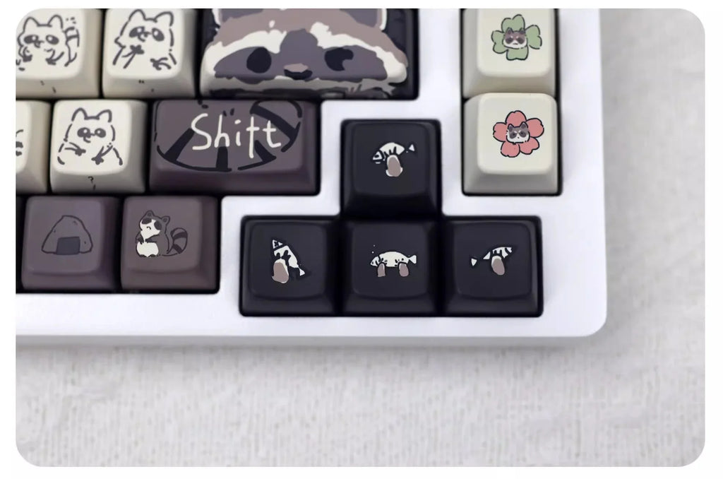 Raccoon/Penguin Keycap 148keys Cherry Side Printed Pbt  Sublimation Mechanical Keyboard Keycaps Customized Cute For Game Office