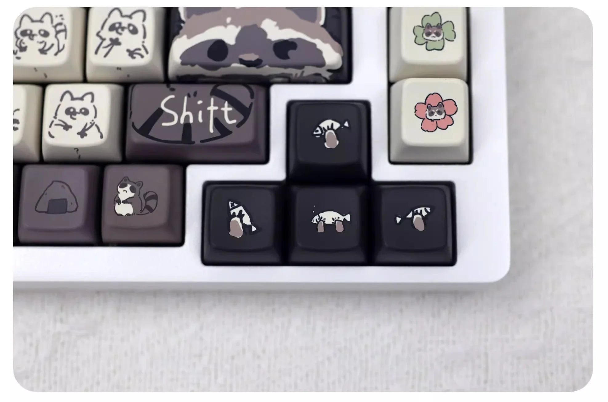 Raccoon/Penguin Keycap 148keys Cherry Side Printed Pbt  Sublimation Mechanical Keyboard Keycaps Customized Cute For Game Office