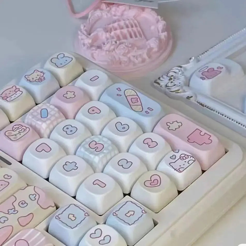123 Keys ROA Profile Keycap customization Gift Cute rabbit PBT Keycaps Cute Key Cap Dye-Sub Mechanical Keyboard Keycap MX Switch