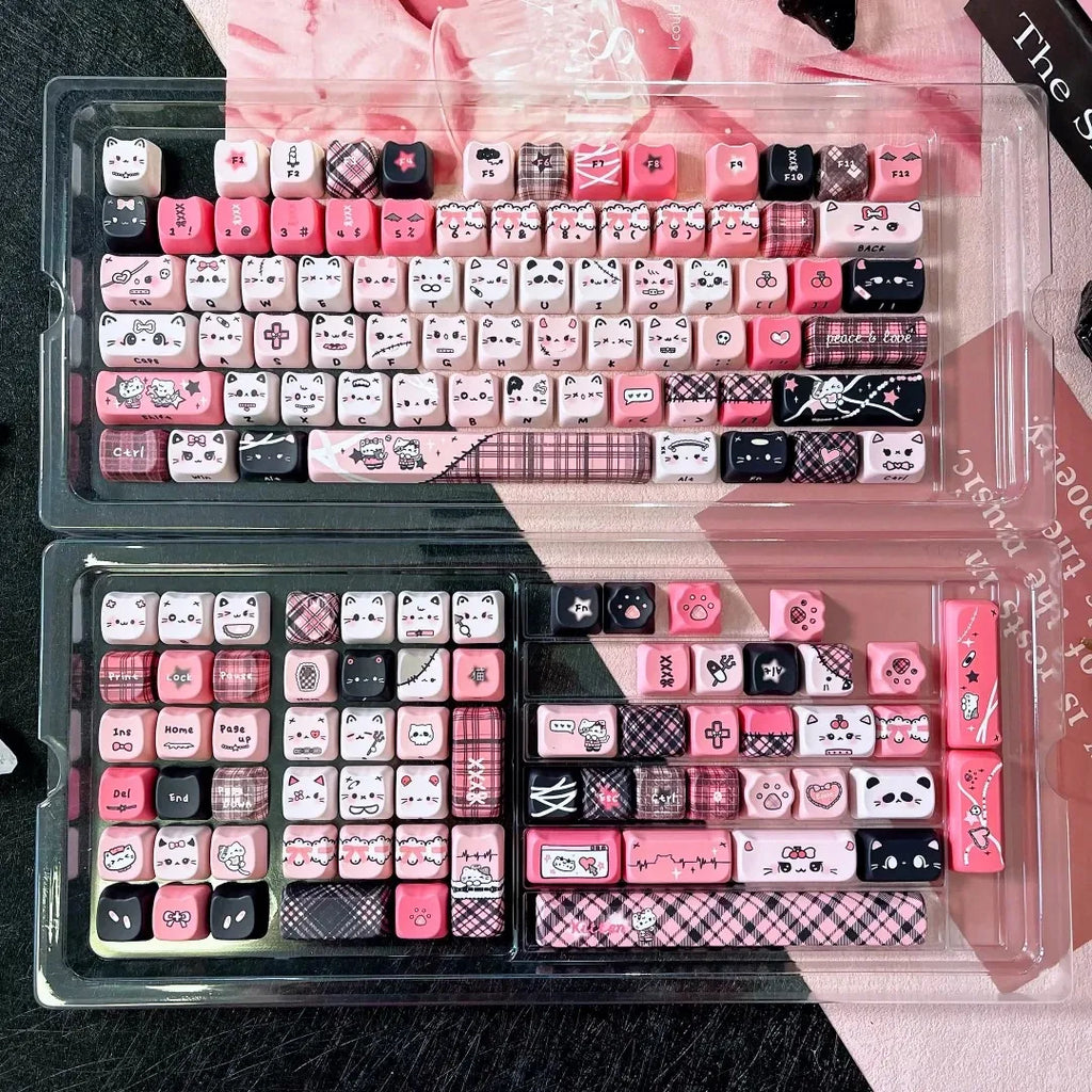 142 Keys Customized Gift Cute Cat keycaps New MAO Keycaps Square Thermal Sublimation Mechanical Keyboard 2.25 U 2.75U for Alice