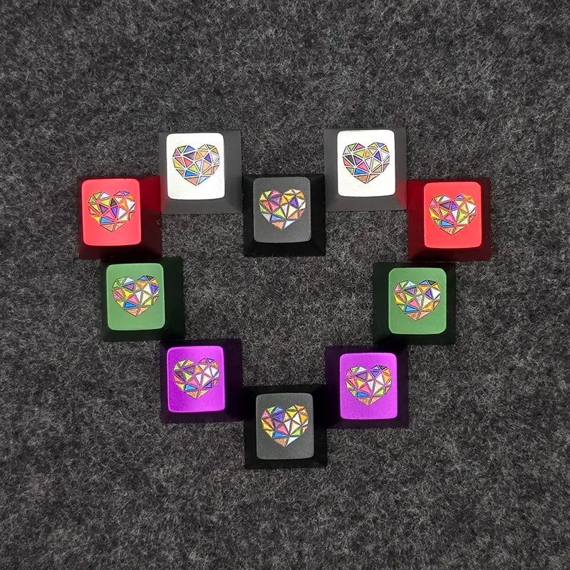 Glass Heart Keycap Custom Point Aluminum Alloy Color Glass Artisan Key Cap Cherry Profile MX Switch Mechanical Keyboard Keycap