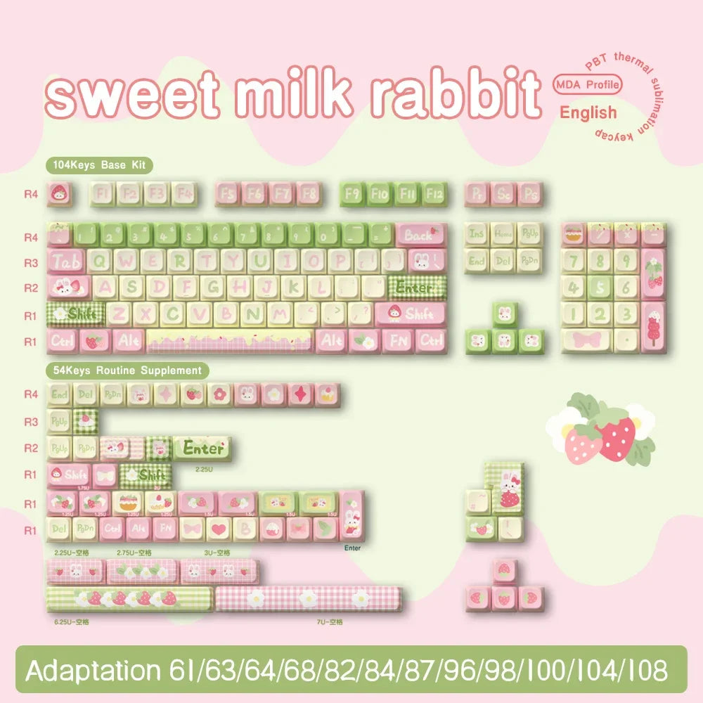 Original Theme Keycaps MDA Profile cute Anime PBT Keycap custom For Mechanical Keyboard with iso layout and 7U space bar