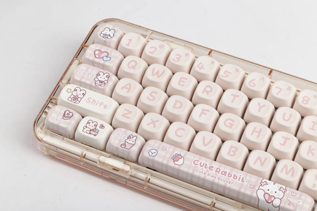 Mathew Tech Snack Bunny Keycap Pink Keycaps MOA Profile PBT Sublimation Mechanical Keyboard Keycaps Suitable for Girls To DIY