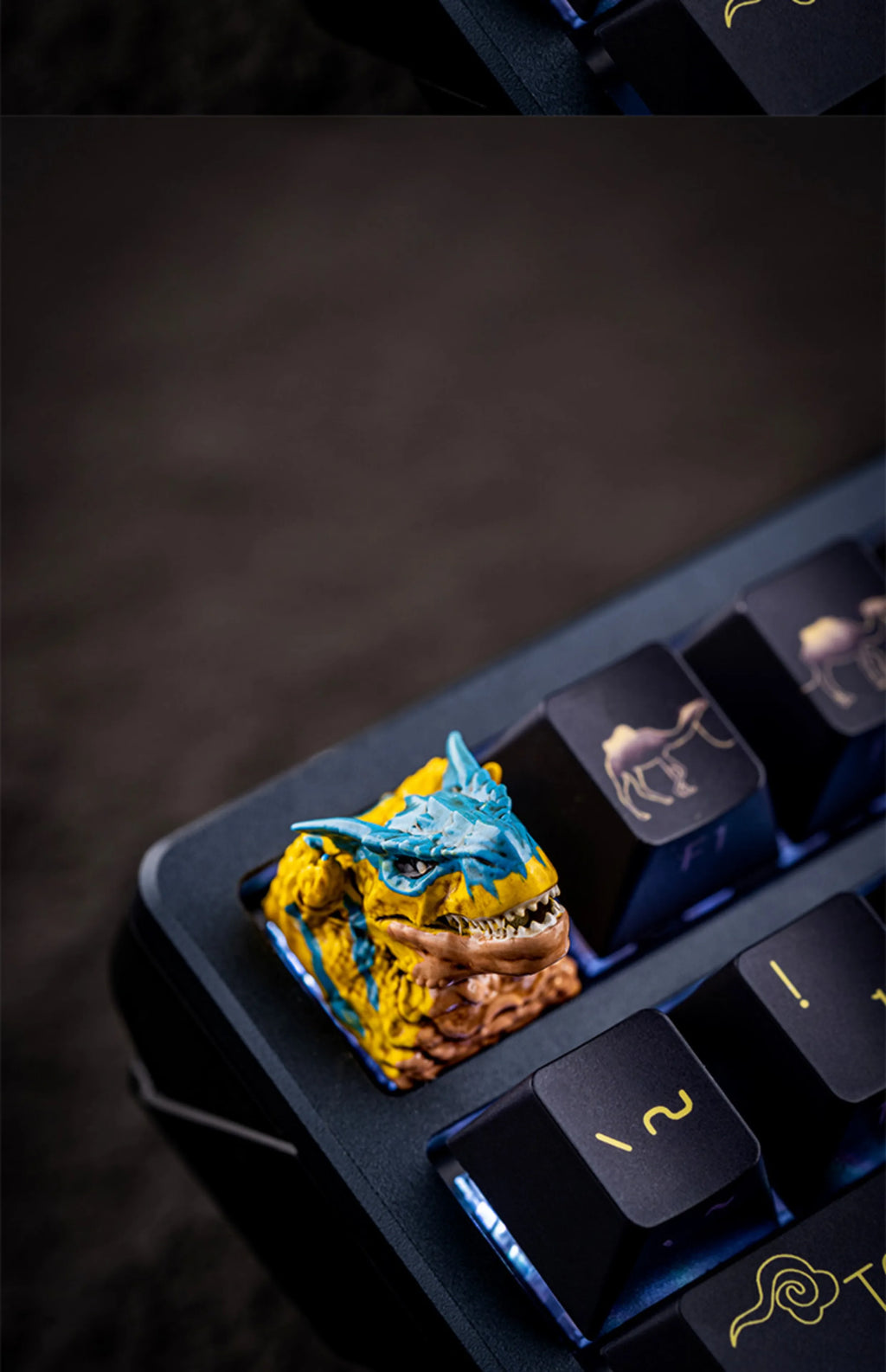 MonsterHunter Dragon Point Keycaps Anime Artisan Keyboard Cap Zinogre 3D Custom Gaming Decoration KeyCap for Mechanical Keyboard