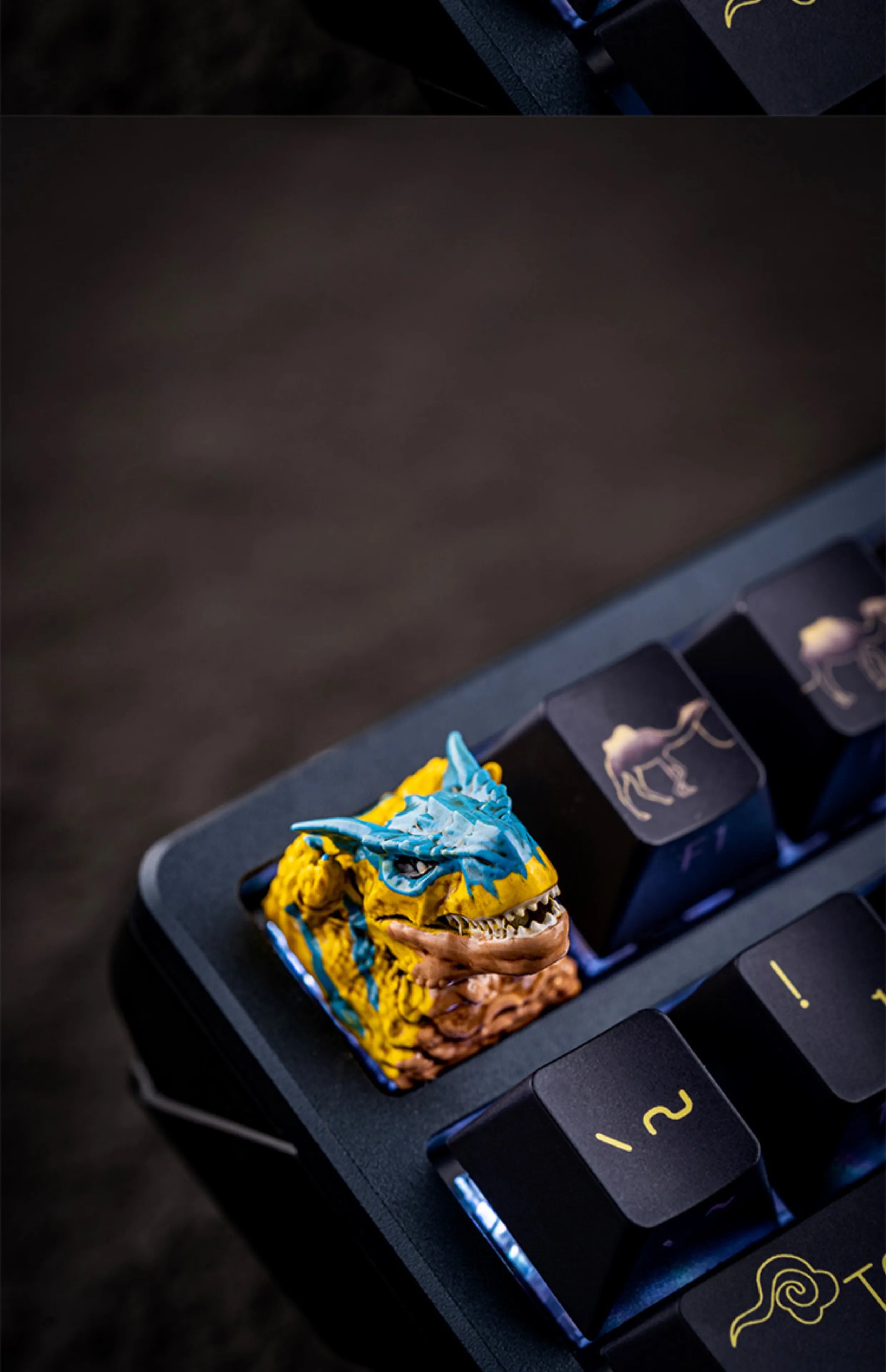 MonsterHunter Dragon Point Keycaps Anime Artisan Keyboard Cap Zinogre 3D Custom Gaming Decoration KeyCap for Mechanical Keyboard