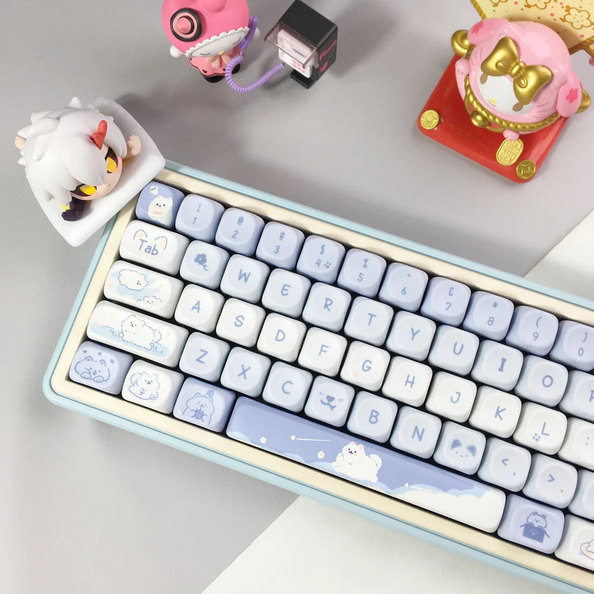 USLION 95Keys MOA Profile Keycaps Cute Samoye Dogs Theme PBT Key Caps Suit for 61/64/68/84/75/87 Keys Gaming Mechanical Keyboard