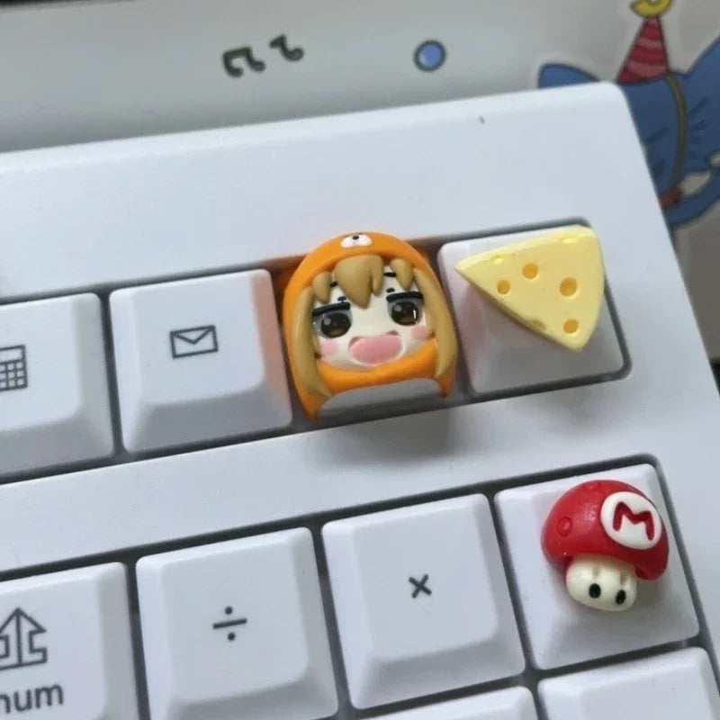 Himouto! Umaru-chan Anime Keycaps Resin 3D Handmade Personalized Role Doma Umaru Mechanical Keyboard Orange Artisan Keycap Gifts