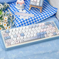 Gentle Snow Keycap Cherry Five-Sided Thermal Sublimation Process Pbt Material Blue White Cute Snowflake Small Full Set Of Keycap
