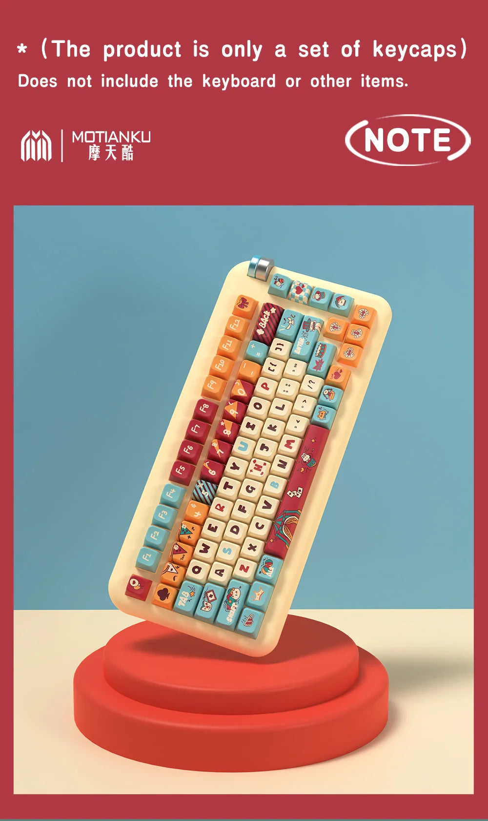 Cat circus troup Theme Keycaps MDA Profile Personalized Keycap For Mechanical Keyboard with 7U and ISO key cap