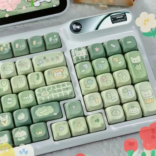131 Keys MOA Profile Keycap customization Gift Cute CAPS PBT Keycaps Green Key Cap Dye-Sub Mechanical Keyboard Keycap MX Switch