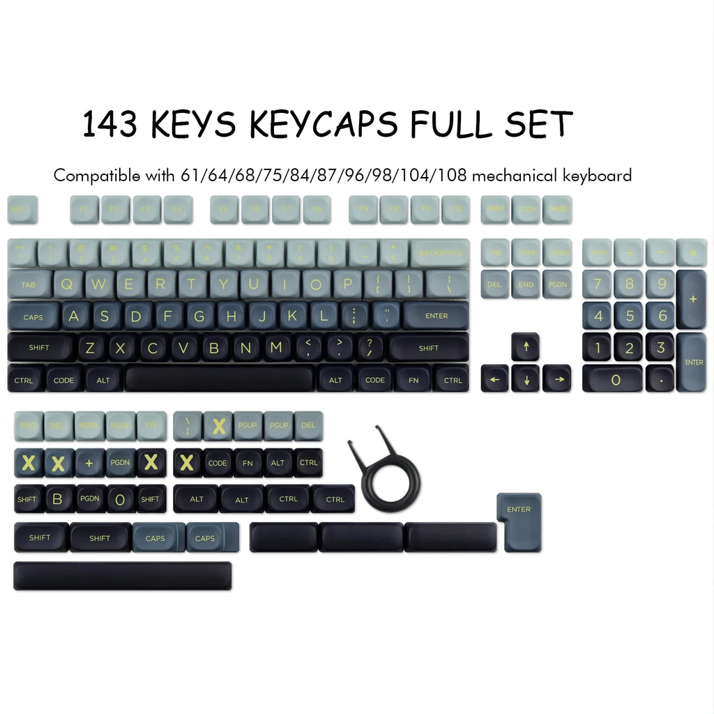 Mountain Range Keycap Set PBT MOA Profile DYE-Sublimation 143 Keys for Mechanical Keyboards
