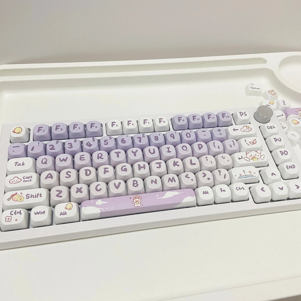 Cute Key Cap Mechanical Keyboard Key Caps MOA 142keys Gradient Purple Rabbit Dye-sublimation Customized Personalized Keycaps Pbt