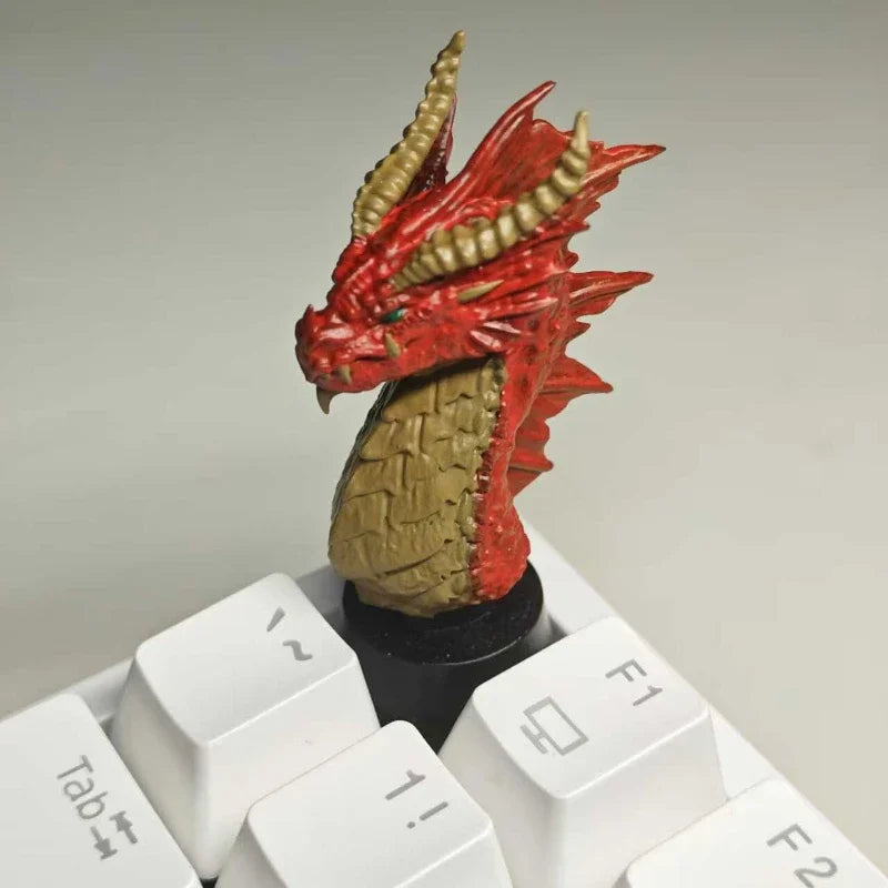 Red Dragon Keycaps Original Design War Flag Dragon Mechanical Keyboard Keycaps Customization Cool Tyrannosaurus Artisan Keycaps