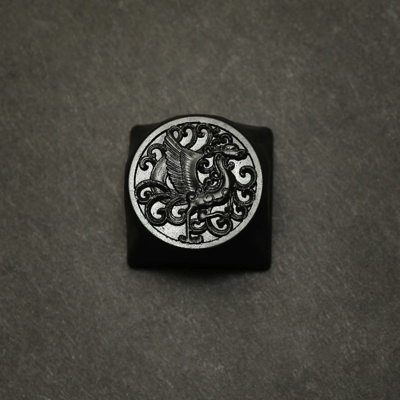 ECHOME Dark Jade Keycap The Four Symbol Theme Hand-carved Translucent Keyboard Cap Custom Artisan KeyCap for Mechanical Keyboard